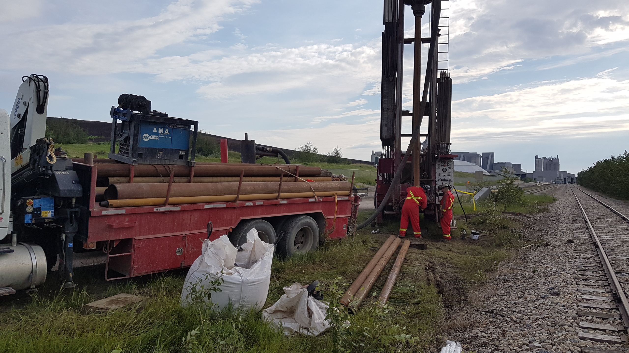 Drilling by train tracks